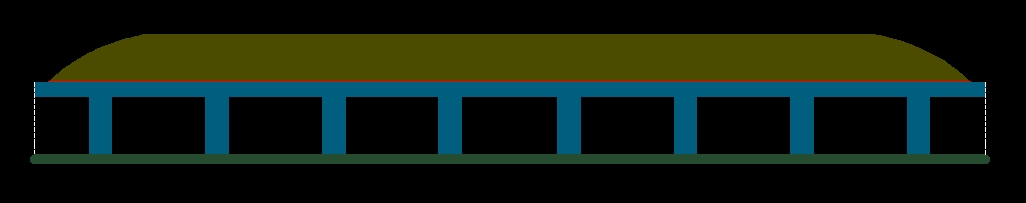 Side view of vehicle in a guidway.