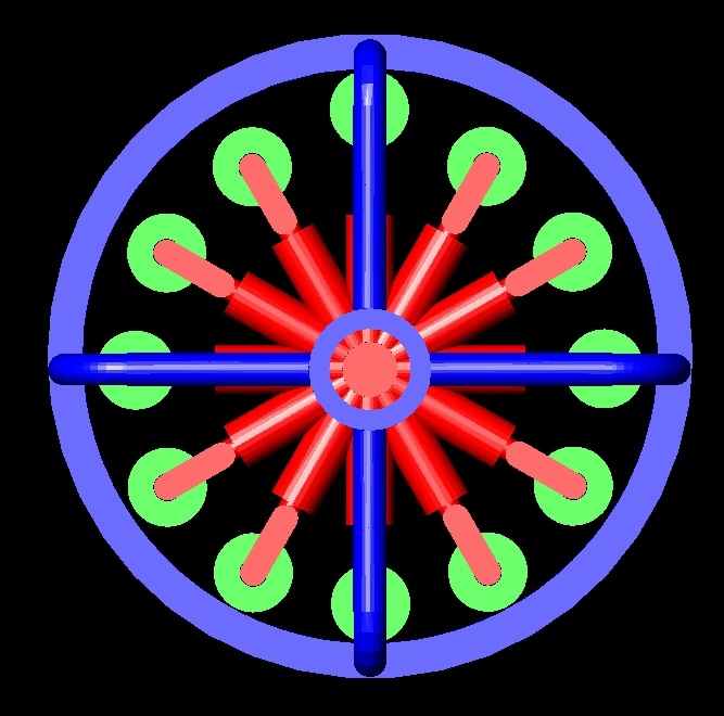 Twelve rollers centrifugal propulsion thruster.